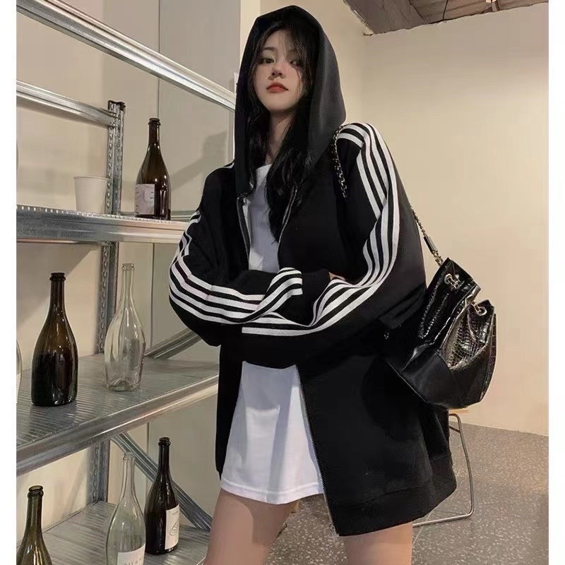 áo khoác nỉ trơn tay vạch kéo khoá 9088 | BigBuy360 - bigbuy360.vn