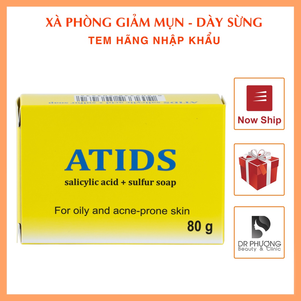 Xà phòng ATIDS, xà phòng tắm giảm mụn lưng, ngực, dày sừng nang lông ATIDS - Dược mỹ phẩm bác sĩ Mã Phượng