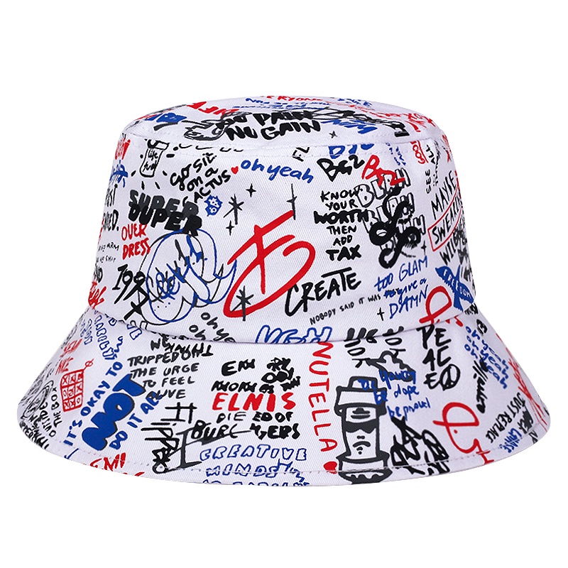 Nón Bucket Chống Nắng In Họa Tiết Graffiti Phong Cách Hip Hop Thời Trang Mùa Hè Cho Nam Và Nữ