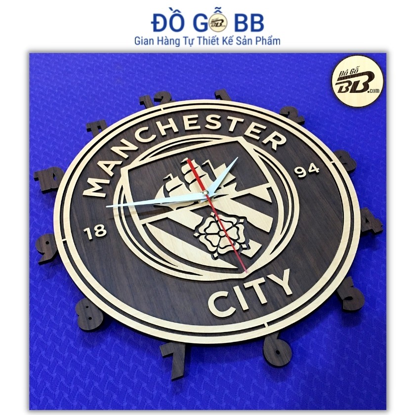 Đồng Hồ Bóng Đá Logo Man City Manchester City (Citizens) Đồng Hồ Man City Bằng Gỗ Treo Tường Bền Rẻ Đẹp - Đồ Gỗ BB