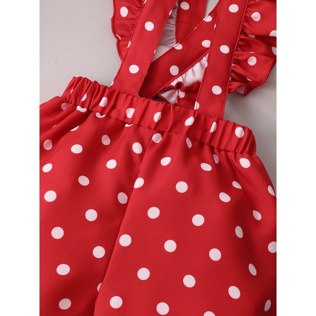 Set đồ 3 món MIKRDOO gồm áo thun tay ngắn in hình quả dâu + quần yếm và băng đô thời trang mùa hè cho bé gái 0-2 tuổi