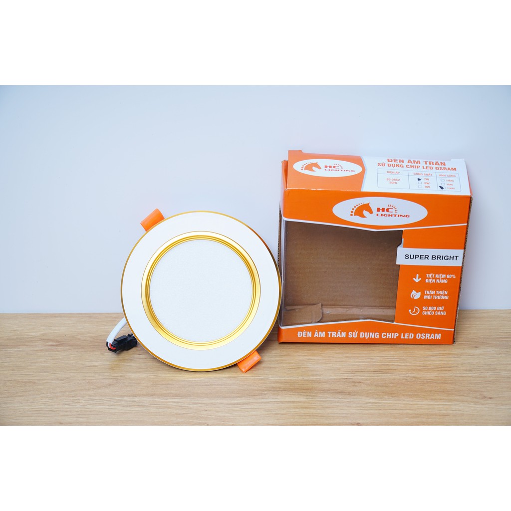 Đèn LED Âm Trần Đế tản CAO CẤP 7W Viền Vàng,Viền bạc 3 Màu CAO CẤP BẢO HÀNH 1 năm 1 đổi 1 30 ngày