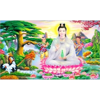 Tranh Thêu Chữ Thập 3D Nam Mô Quan Thế Âm Bồ Tát DV6303 (KHÁCH TỰ THÊU) KT:90X50CM