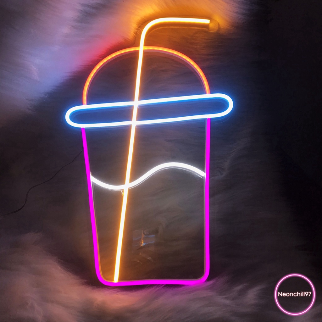 Đèn led neon Ly Trà Sữa Neonchill97, 30 x 15 cm, Decor trang trí quán coffe