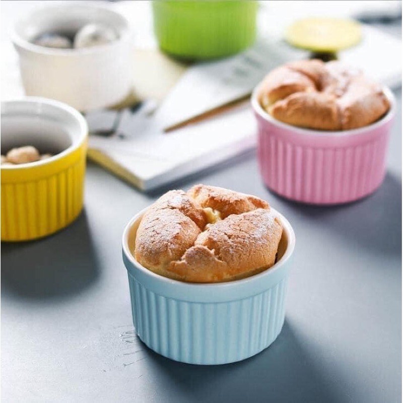 {Combo}10c Hũ sứ ramekin- Cốc. khuôn sứ làm bánh flan caramen dụng cụ làm bánh, ramekin đa sắc chịu nhiệt bỏ lò