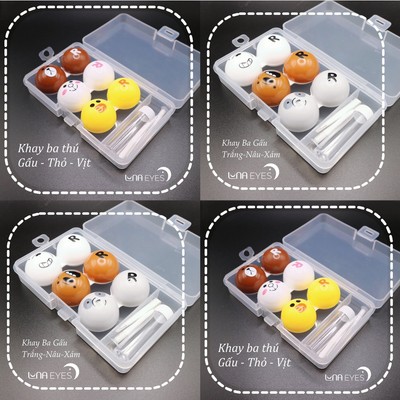 Khay Đựng Lens 3 Đôi LUNA EYES Hình Thú + dụng cụ đeo lens