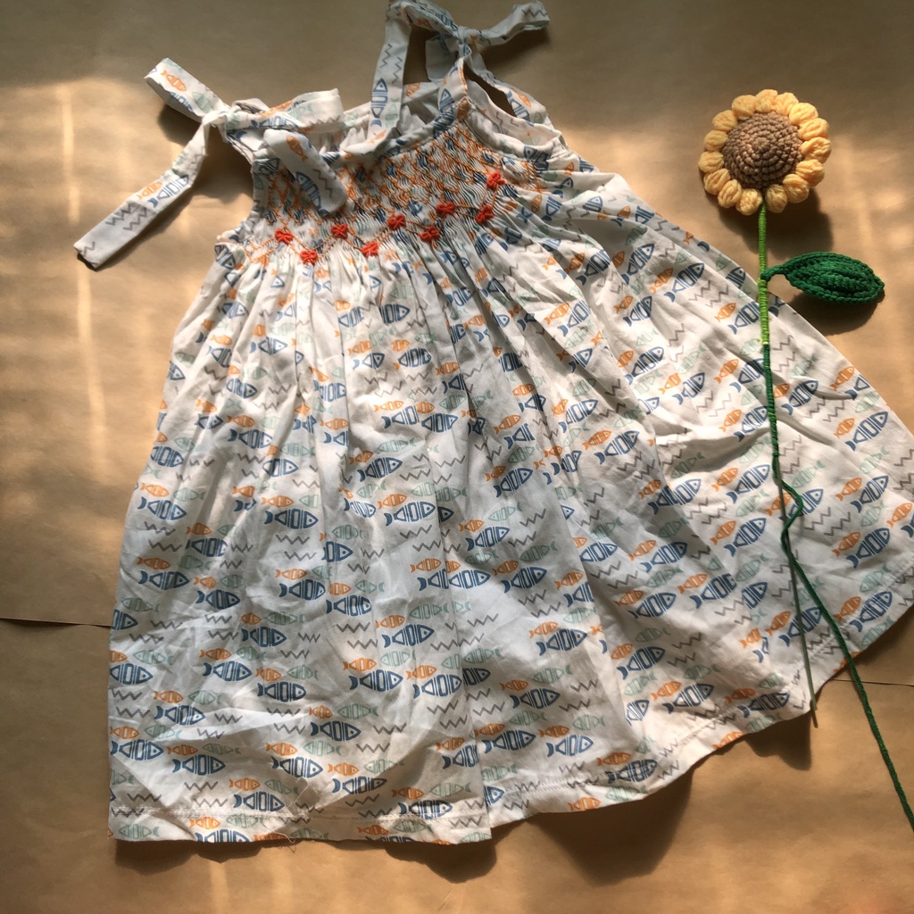 Váy Đầm Mùa Hè Cho Bé Gái, Đầm Smock 2 Dây Đi Biển Phong Cách Bánh Bèo Dễ Thương
