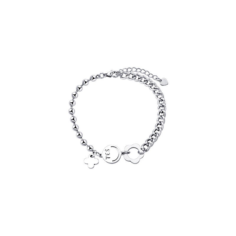 Vòng tay xích mặt hình hoa và mặt cười phong cách Hàn Quốc 191103