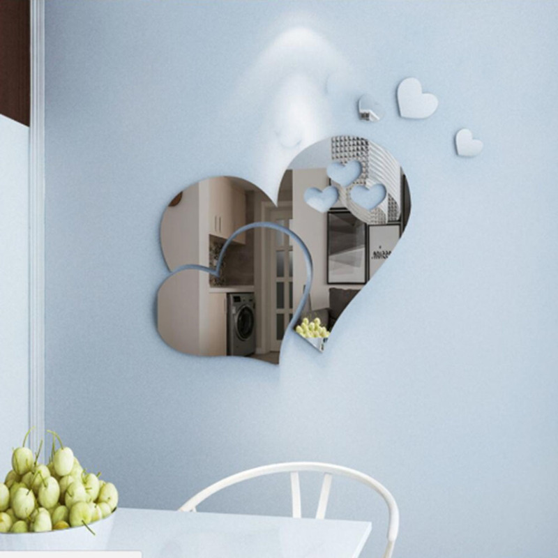 1 Bộ decal dán tường Hình Trái Tim 3d Dùng Trang Trí Phòng Khách, Phòng Ngủ