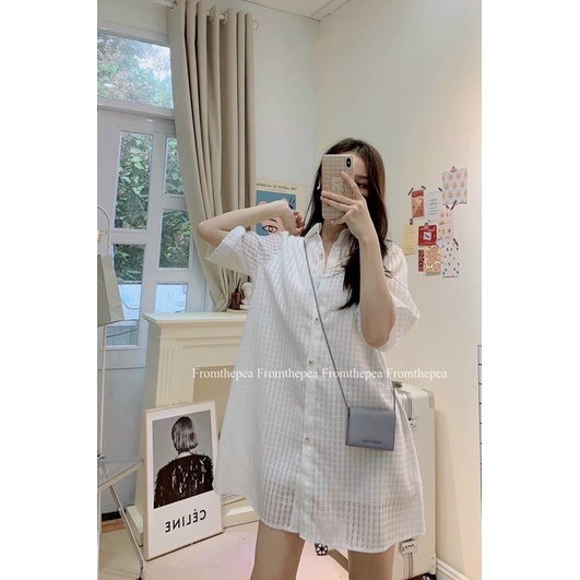 Đầm sơ mi basic ô lỗ 2M vải mát không nhăn