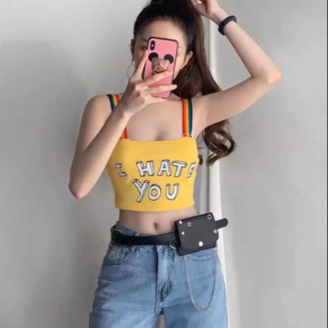 Áo 2 dây in chữ xinh lung linh