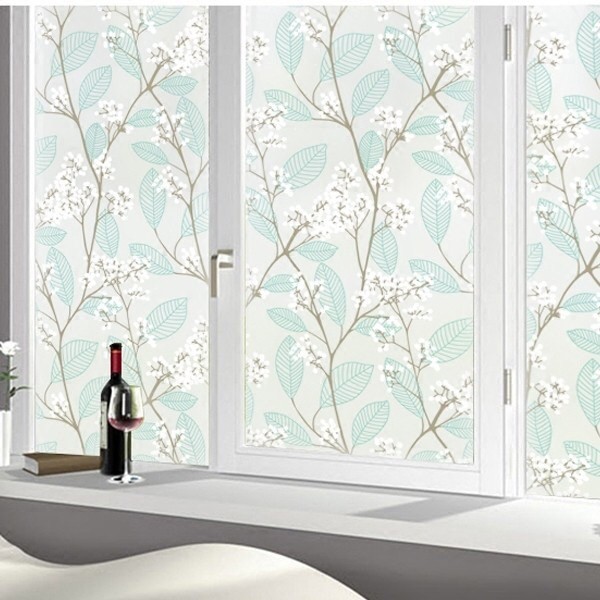 Decal 1m dán kính mờ trang trí cửa kính chống nhiệt  - hoa sao trắng lá xanh | BigBuy360 - bigbuy360.vn