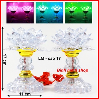 Đôi đèn thờ cao cấp LED đổi 7 màu, đèn để bàn thờ, đèn thờ phật, đèn hoa sen - đèn thờ LM17