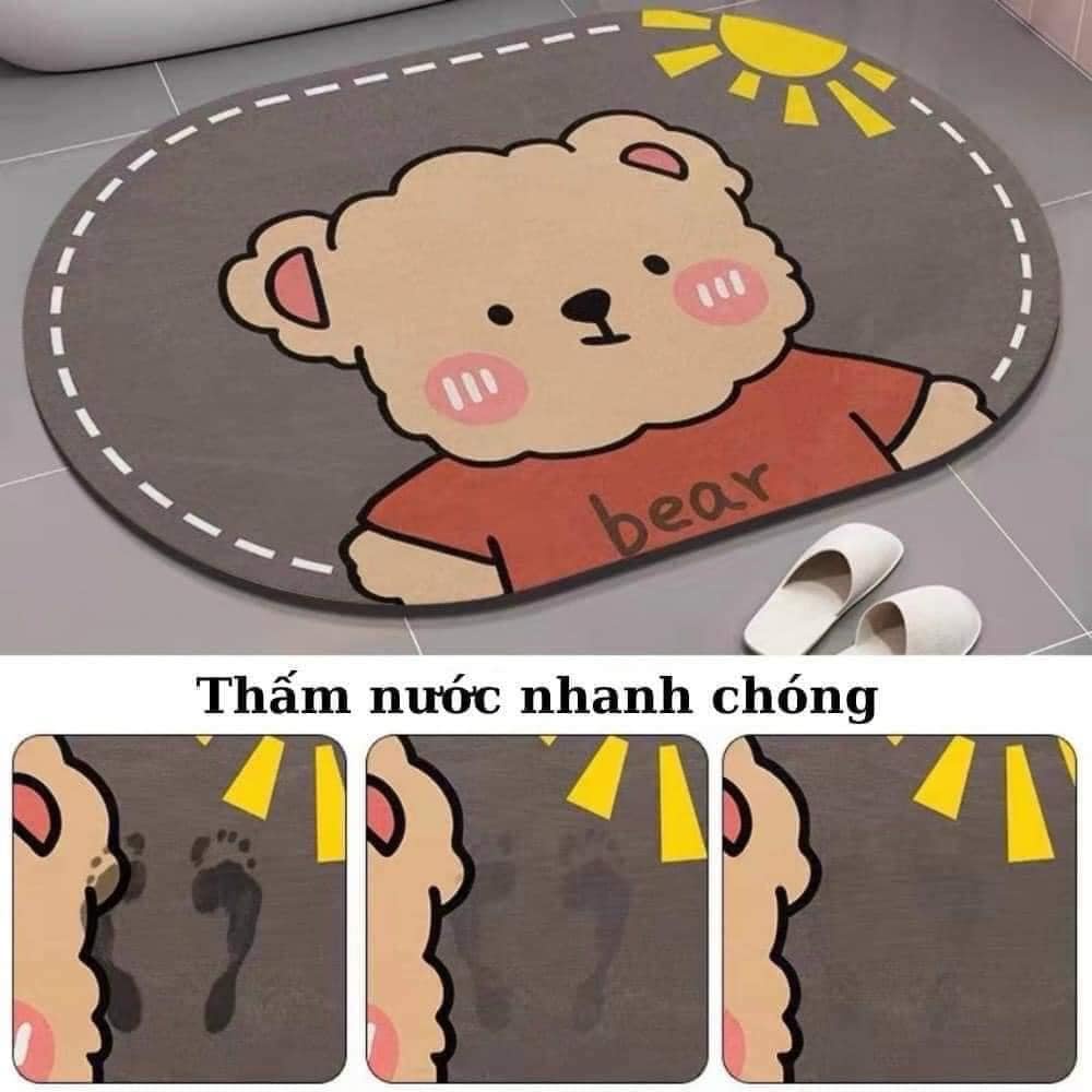 Thảm Lau Chân Hình Bầu Chống Trơn Trượt Thấm Nước 40*60cm Màu Vintage | Liz Flower