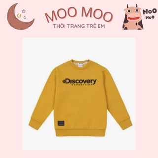 Áo thu đông cho bé Discovery màu vàng chữ đen thêu ở ngực, logo sau lưng chất liệu nỉ da cá 242A001DB