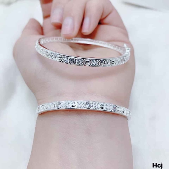 Vòng tay nữ đính đá chuẩn bạc ta bao trắng - THJ SIVER