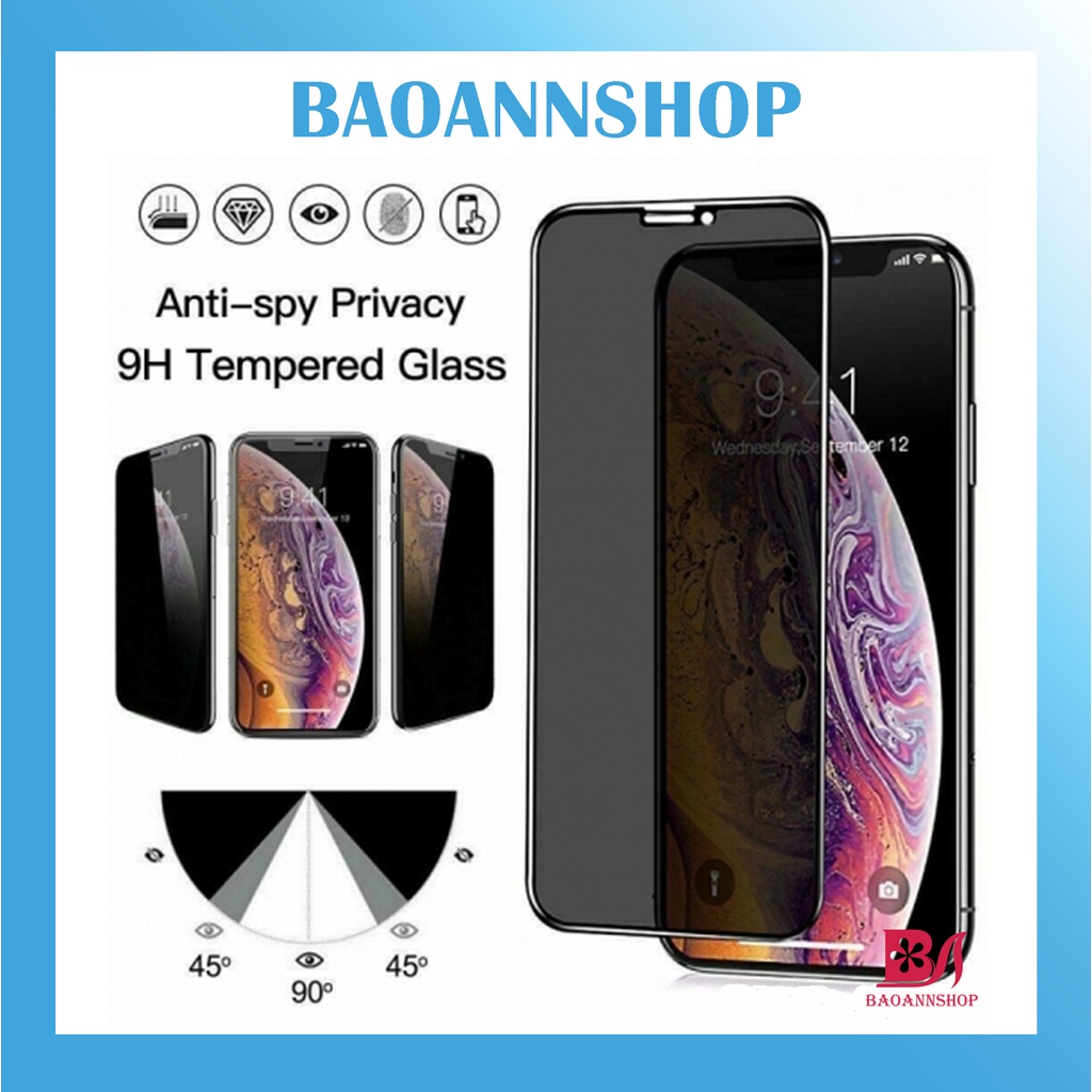 Kính Cường lực iphone chống nhìn trộm privacy 7plus/8plus/x/xr/xs/xsmax/11/12/promax/pro - BAOANNSHOP