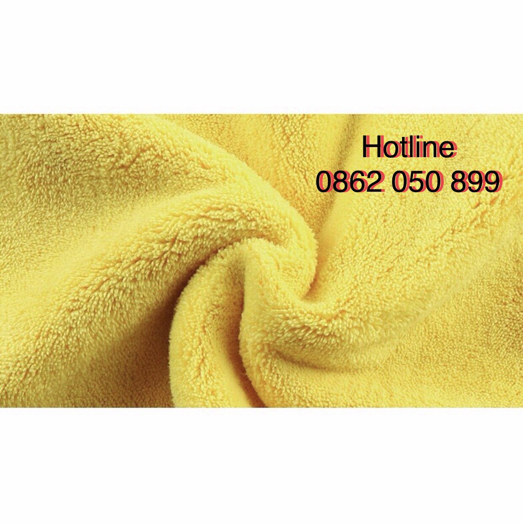 Khăn microfiber 2 mặt siêu dày Xám - Vàng 30*60cm  thấm nước tốt lau ô tô chuyên dụng