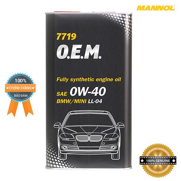 [Cao Cấp] Nhớt MANNOL 7719 O.E.M Cho Xe BMW Mini 0W-40 SN/CF – 4 Lít, Hàng Đức Chính Hãng-NHẬP KHẨU TỪ ĐỨC