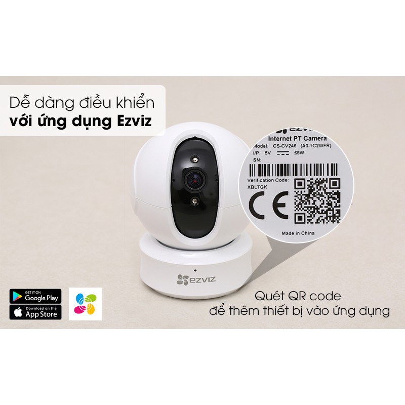 Camera IP Wifi EZVIZ CS-CV246 xoay 360° - Độ phân giải 1.0Mpx - HD 720P [Kèm thẻ nhớ 32GB]