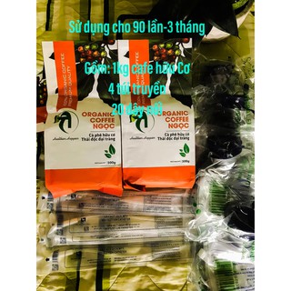 Cafe hữu cơ thải độc đại tràng (gồm 1kg cafe+ 4 túi truyền+20 dây)