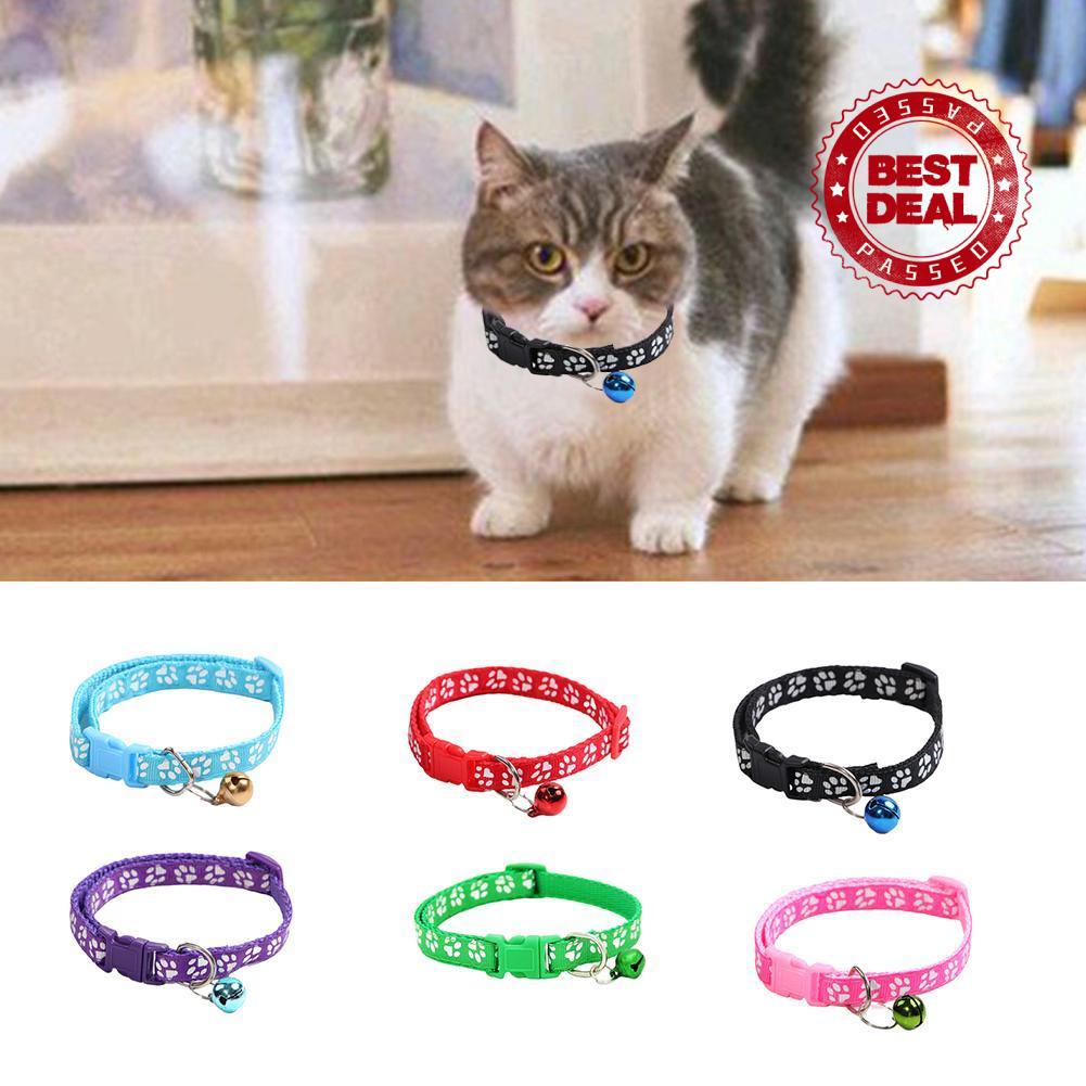 Vòng Cổ Vải Tổng Hợp Khóa Gài Hình Dấu Chân Thú Cưng Nhiều Màu Sắc F4L8