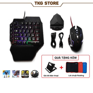 Combo bộ chuyển đổi Lingzha 2 và bàn phím K15 chuột V6 chơi PUBG Mobile