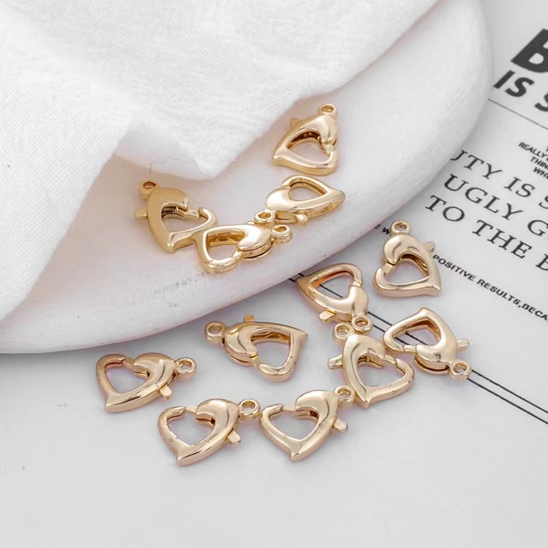 Khóa Mạ Vàng/Bạc 14K 18k Hình Trái Tim Nhiều Màu Sắc