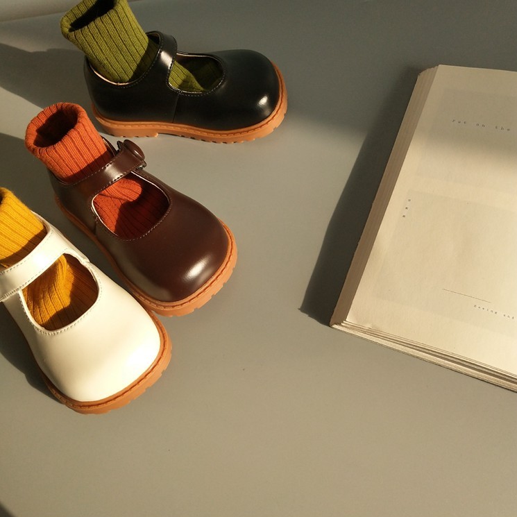 Giày Lười Da Đế Mềm Màu Trơn Phong Cách Hàn Quốc Cho Bé