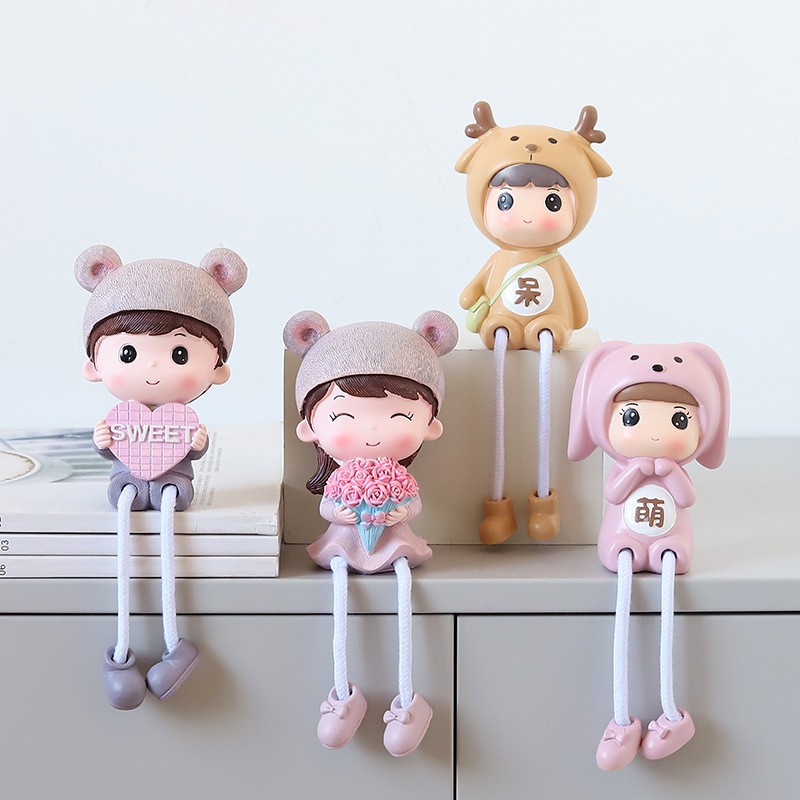 Búp bê chân dài bằng resin hình động vật hoạt hình dùng trang trí phòng khách
