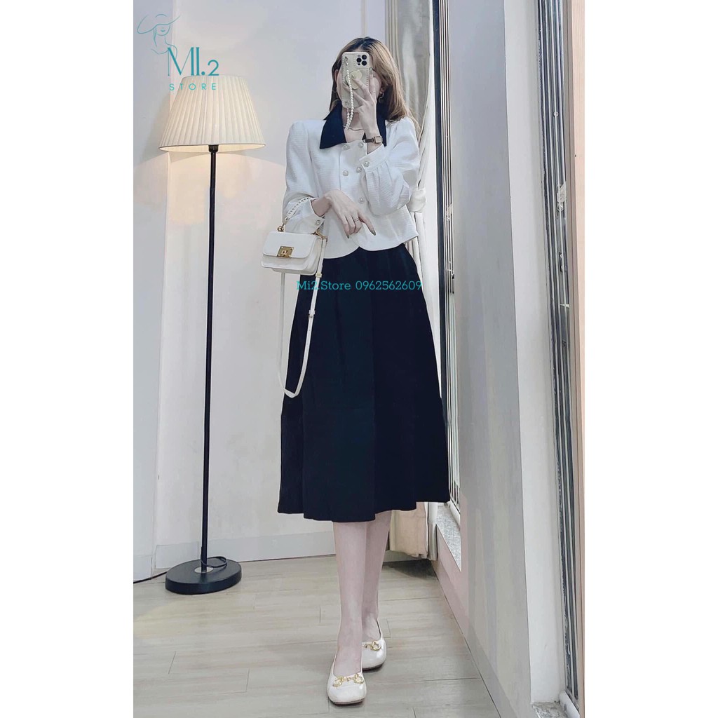Set Áo Gấm Khuy ngọc + chân váy Midi dài !!
