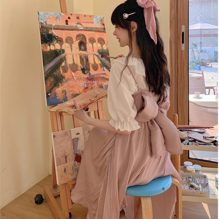 Phụ Nữ Mùa Thu Thời Trang Mới Sang Trọng Váy Midi Phiên Bản Hàn Quốc Váy Ngọt Ngào Cổ Điển