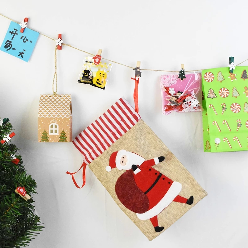 Set 10 kẹp gỗ treo ảnh trang trí giáng sinh