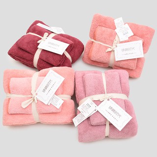 Bộ 2 Khăn San Hô Hàn Quốc Cao Cấp Kích Thước Lớn 75x150 và 34x85 cm
