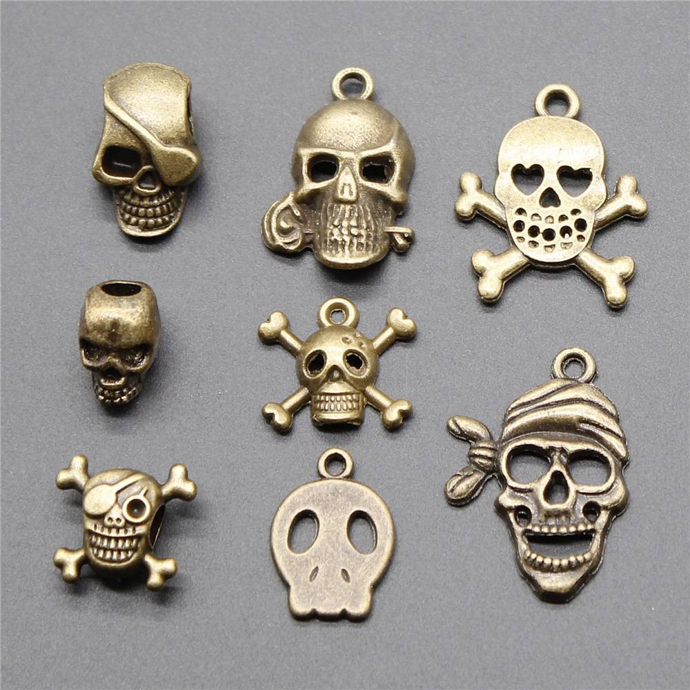 Hạt Charm Đầu Lâu Lỗ Lớn Thời Trang Làm Trang Sức Thủ Công Diy