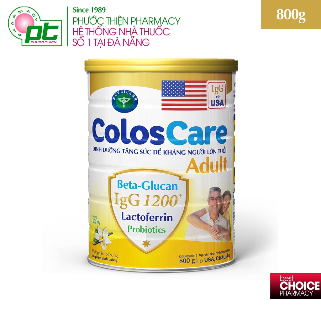 Sữa Dinh Dưỡng ColosCare Adult IgG 1200+ Tăng Đề Kháng Cho Người Lớn Tuổi Lon 800 Gram