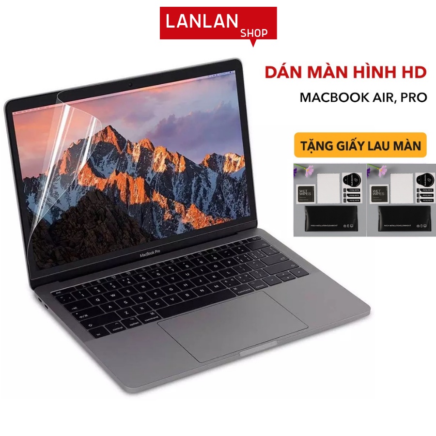 Miếng Dán Màn Hình HD dành cho Mácbook Air Pro M1 M2 đủ dòng - Loại có hộp, [TẶNG GIẤY LAU MÀN]