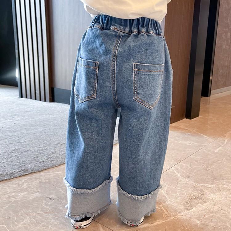 Quần Denim Ống Rộng Phong Cách Hàn Quốc Nhật Bản Mới 2022 Cho Bé Gái