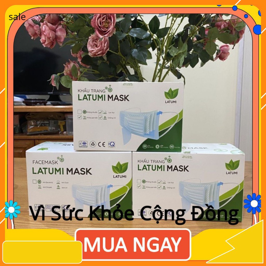 Combo 3 Hộp Khẩu Trang Y Tế 4 Lớp Kháng Khuẩn Cao Cấp LATUMI Sản Xuất Theo Tiêu Chuẩn Quốc Tế leeseenn.shopp