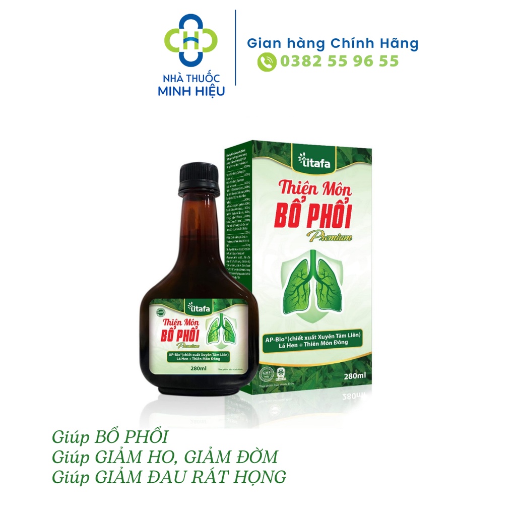 THIÊN MÔN BỔ PHỔI Premium giúp giảm ho, giảm đờm, giảm đau rát họng, bảo vệ phổi chai 250ml