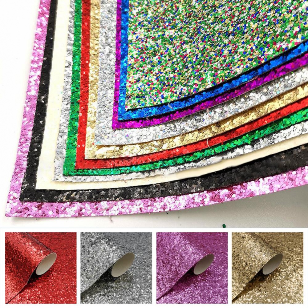 Tấm Vải Da PU Dày Dặn Lấp Lánh Dùng Làm Đồ Thủ Công DIY