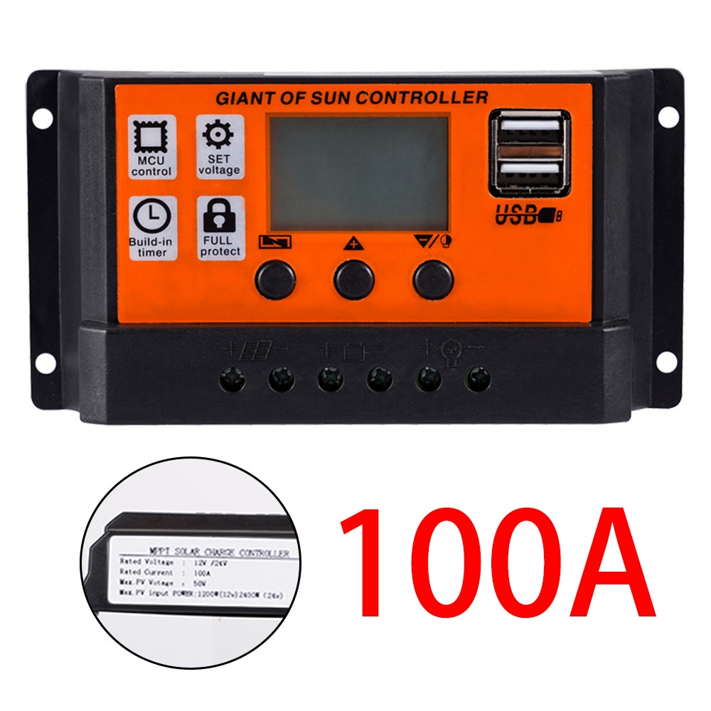 Bộ Điều Khiển Sạc Năng Lượng Mặt Trời Tự Động Đầu Ra Kép 5V 100A / 80A / 60A / 30A / 10A MPPT
