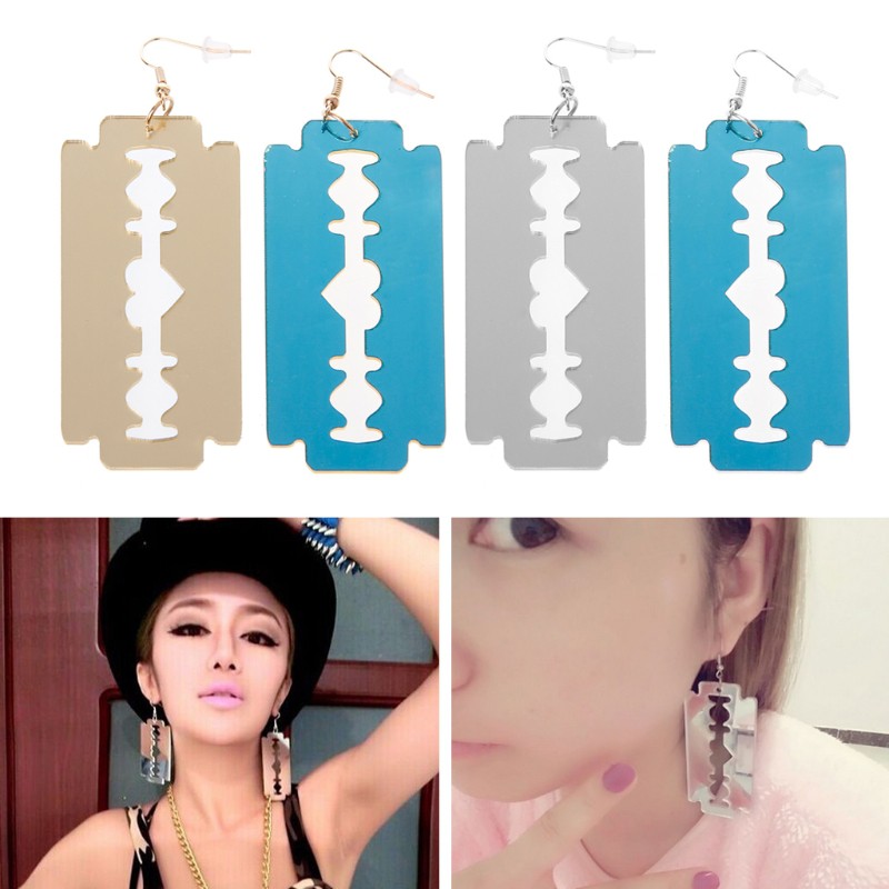 Set 2 đôi khuyên tai hình lưỡi lam độc đáo cá tính