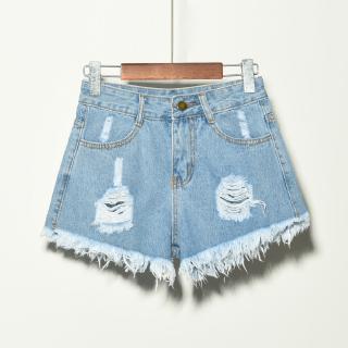 Quần Short Jean Lưng Cao Plus Size Cho Nữ