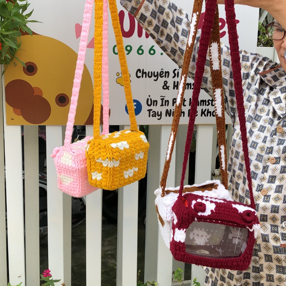 Túi len DÂY MANG du lịch cho hamster, sóc, bọ, nhím, thú nhỏ