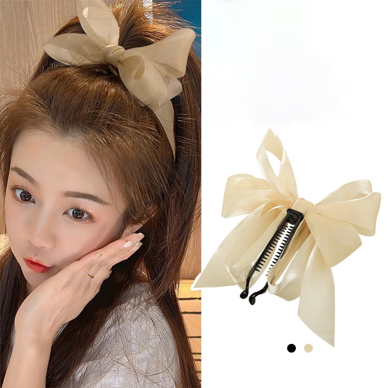 Kẹp tóc cặp tóc nơ vải phi bóng nhũ ánh hàn quốc sang trọng K69