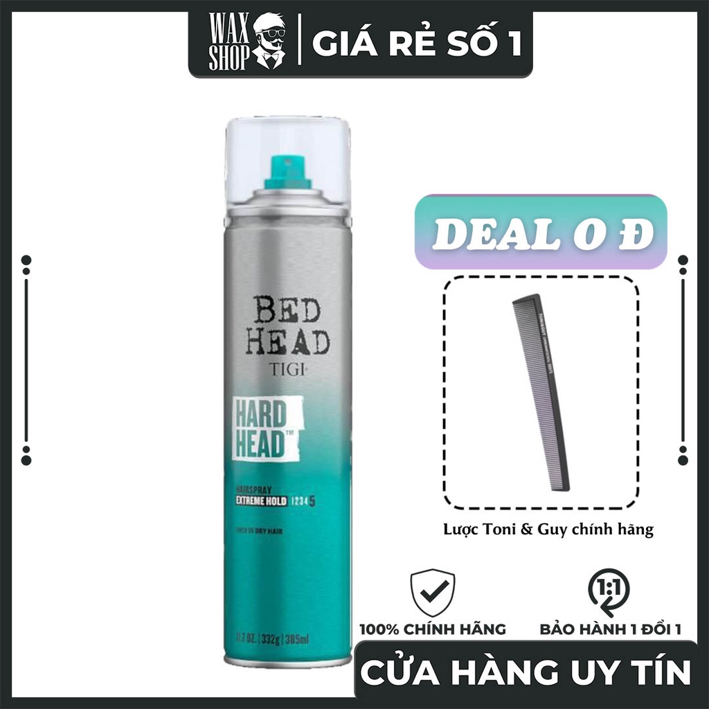 Gôm Xịt Tóc TIGI Bed Head Hard Head - 385ml - [Hàng Chính Hãng] + Lược Chải Tóc TONI &amp; GUY