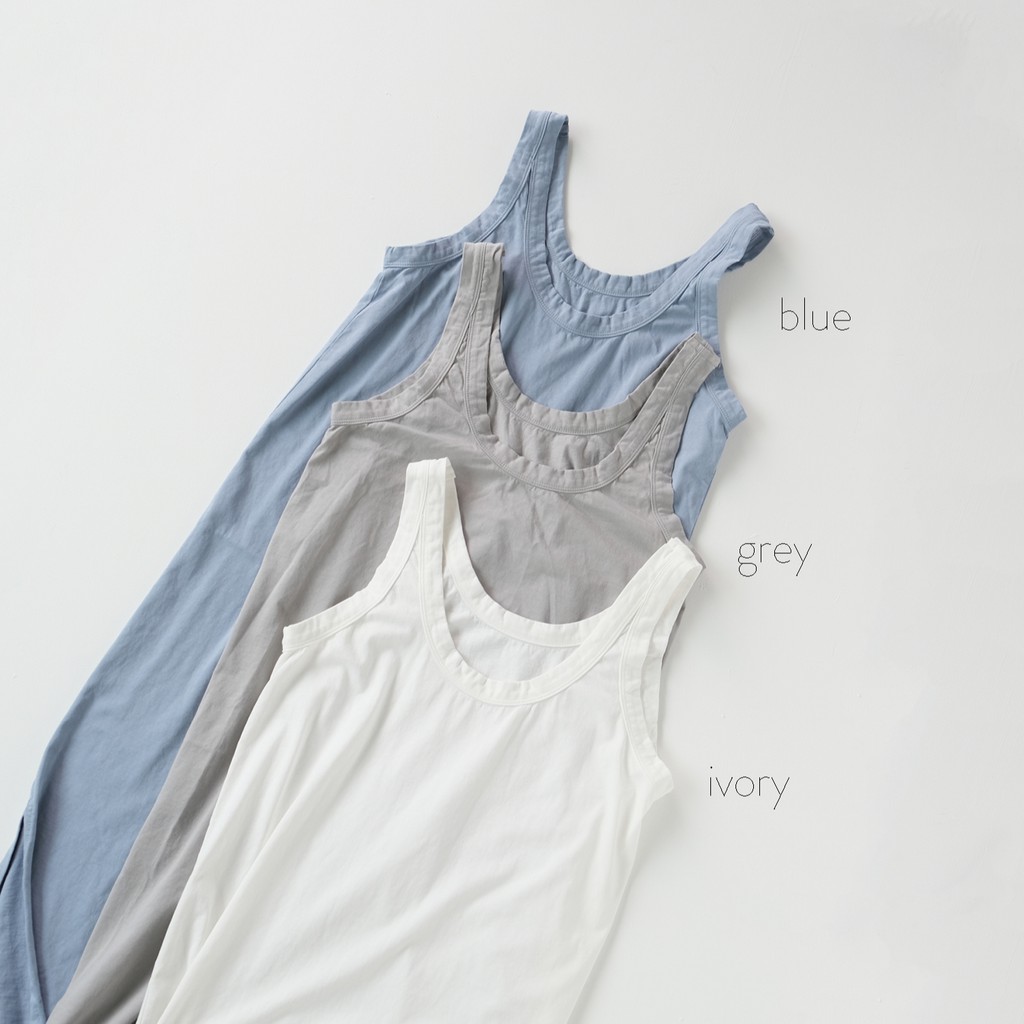 [gwilee] long jersey sleeveless dress - đầm thun 2 dây bản to xẻ tà Hàn Quốc (3 màu)