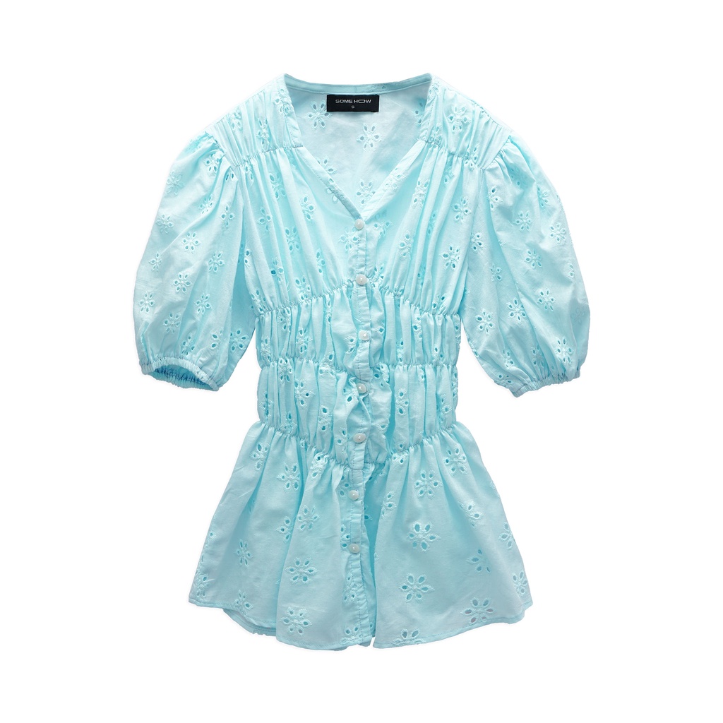 Áo Nữ Blouse Bishop Sleeves , Chất Cotton hoa thoải mái , WAK000034 ,Somehow