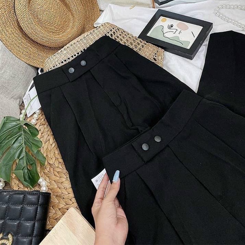 Quần baggy nữ cạp cao 2 khuy học sinh đi học Ladya Store M084